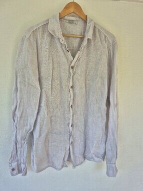 Puro Lino Soft Lavender 100% Linen Button Down Shirt XL Womens